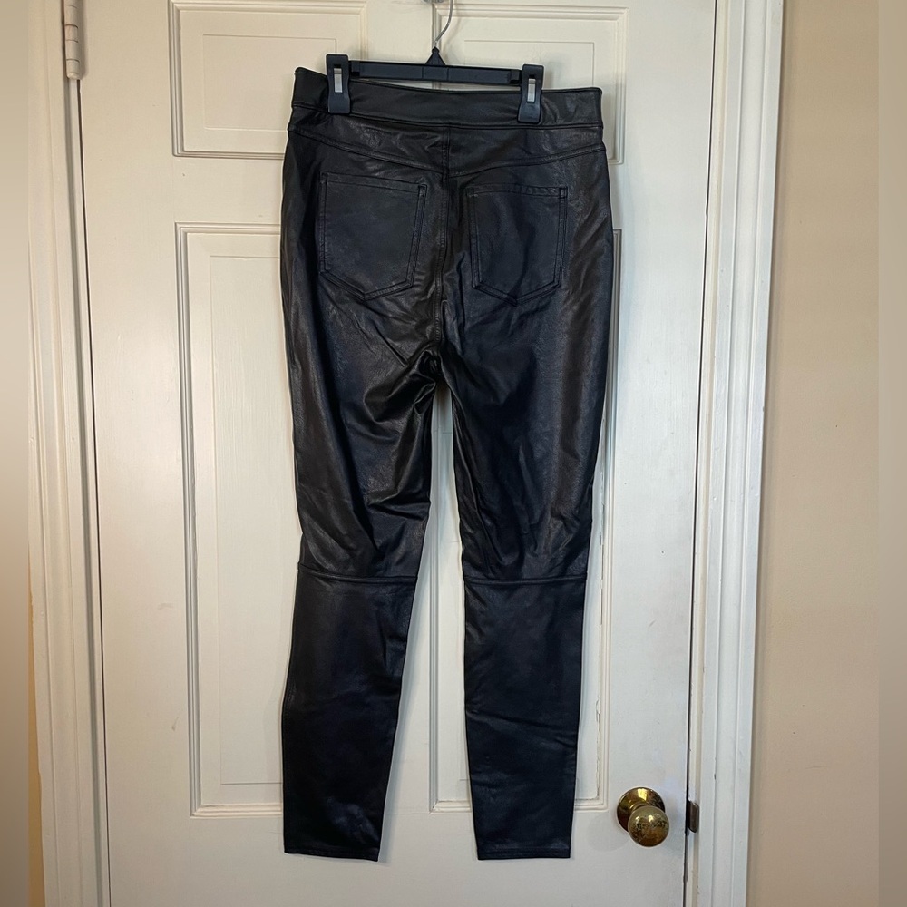 SPANX Women’s Black Leather Like Skinny High Rise Pull On Ankle Pants Medium - Picture 8 of 9